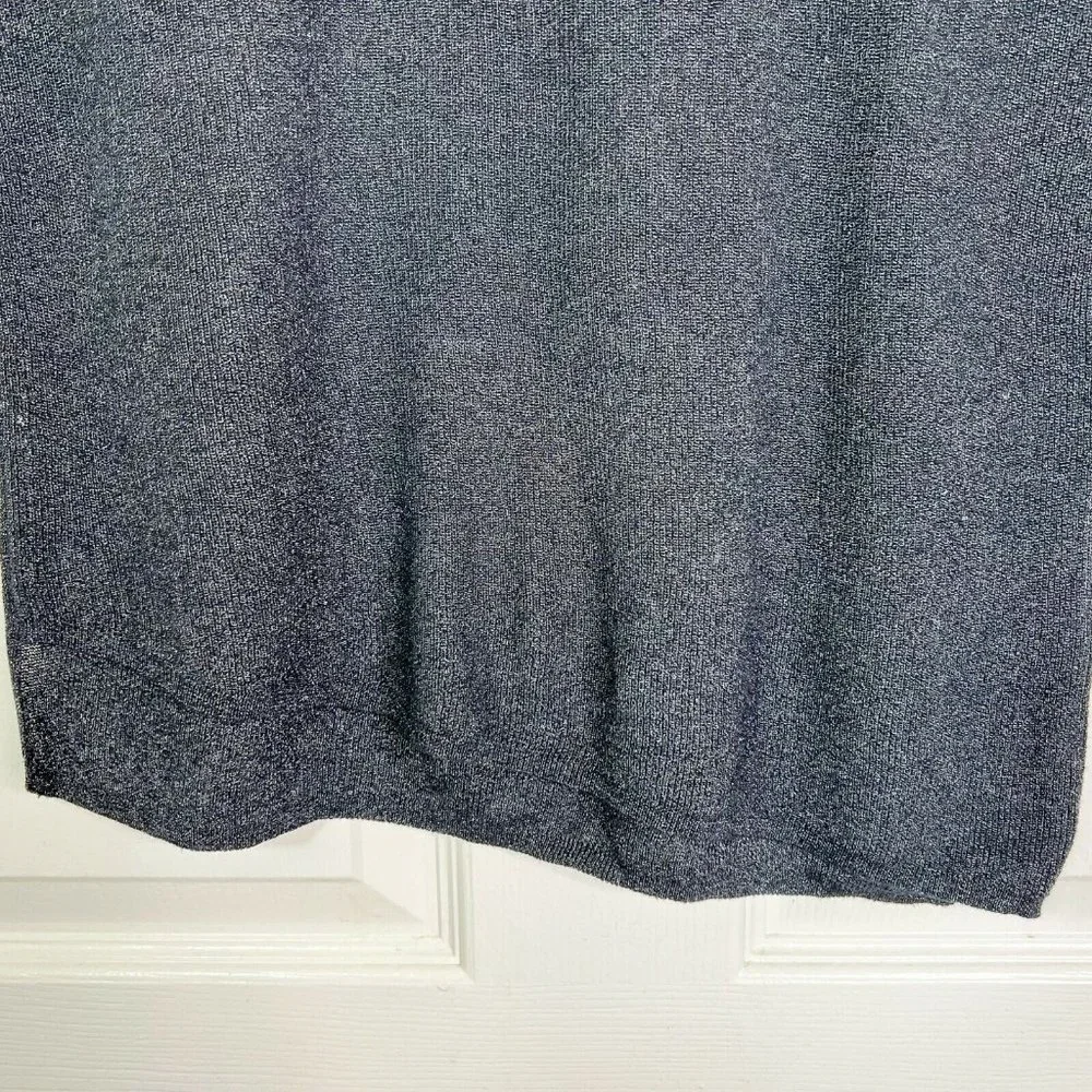 Zara Womens Black Metallic Crew Neck Pullover Asymmetrical Knit Sweater Sz M - Picture 6 of 9